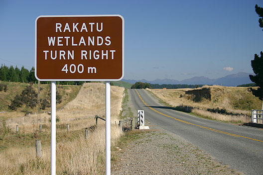 The Rakatu Wetlands roadsign
